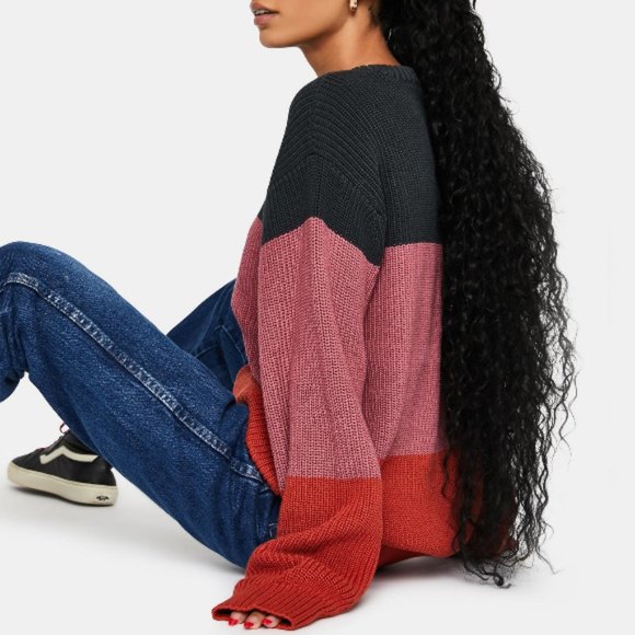 NWT OBEY Joni Colorblock Long Sleeve Knit Sweater Size S - Picture 3 of 12